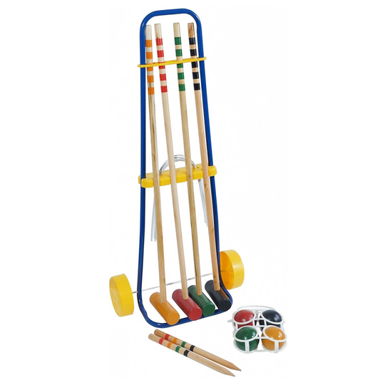 Kids Wooden Croquet Garden Set Outdoor Lawn Play Mallet Ball Family Toy 4 Player
