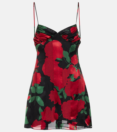 Floral silk muslin minidress