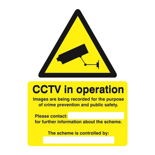 Stewart Superior Caution CCTV Cameras in Operation Sign W150 x H200mm Self-adhes