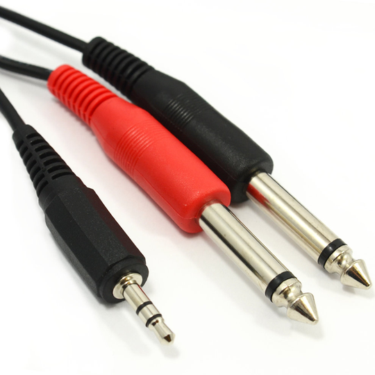 kenable Laptop 3.5mm Jack to Mixer 2 x 6.35mm Mono Jacks Cable Lead 2m