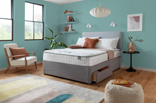 Silentnight Middleton Double 800 Pkt Memory 2Drw Divan -Grey