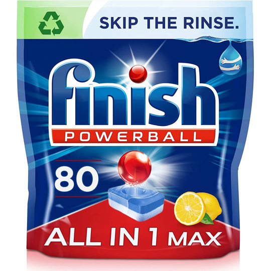 Finish All in One Dishwasher Tablets Bulk| Variant : LEMON | Size: Total 80 Dishwasher Tabs|For Everyday Clean and Shine