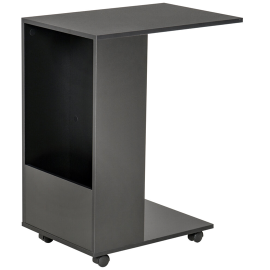 HOMCOM Mobile Sofa Side Table for Laptop Coffee w/ Storage Black
