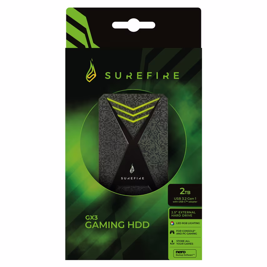 SureFire GX3 Gaming HDD USB 3.2 2TB Black