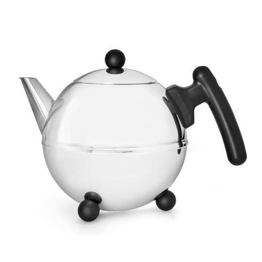 Bredemeijer Teapot Double Wall Bella Ronde Design 0.75L in Black with Chrome Fit