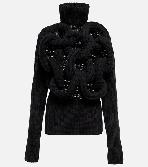 Turtleneck open-knit sweater