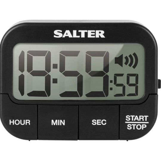 Salter 355 BKXCDU Kitchen Digital Display Count up or Countdown Timer, Adjustable Loud Beeper, Large Start/Stop Button, Memory Function, Mag