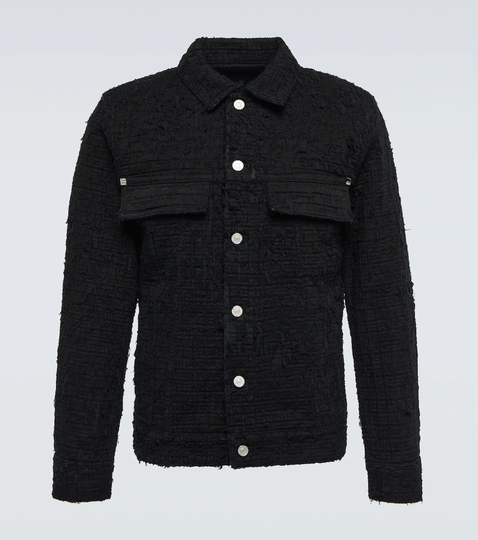 4G jacquard distressed denim jacket