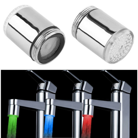 LED Glow Faucet Tap Auto Colour Changing Water Nozzle Head Light Kitchen Basin