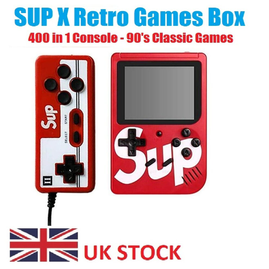 (Red) SUP Handheld Game Box - 400 Games + Controller