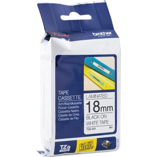 Brother TZE-241 18MM P-touch Tape Black/White