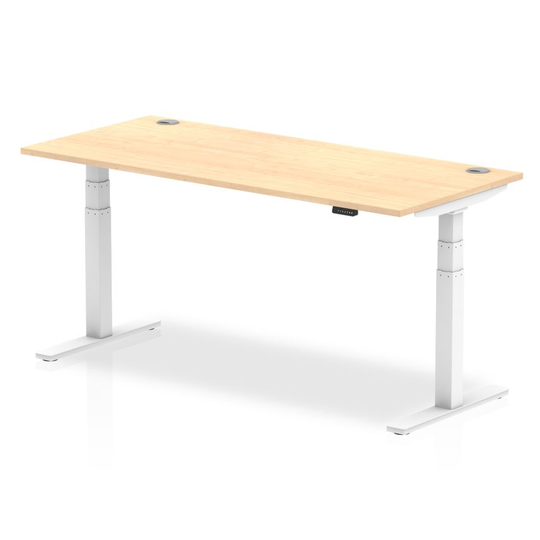 Dynamic Air 1800/800 Maple Height Adjustable Desk with Cable Ports with White Le