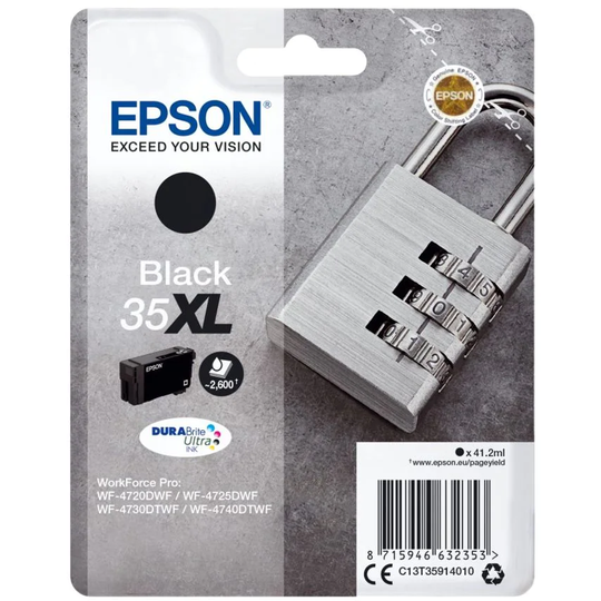 Epson Epson 35XL Padlock Black High Yield Ink Cartridge 41ml - C13T35914010