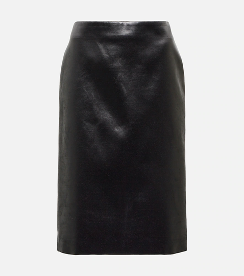 Mid-rise velvet midi skirt