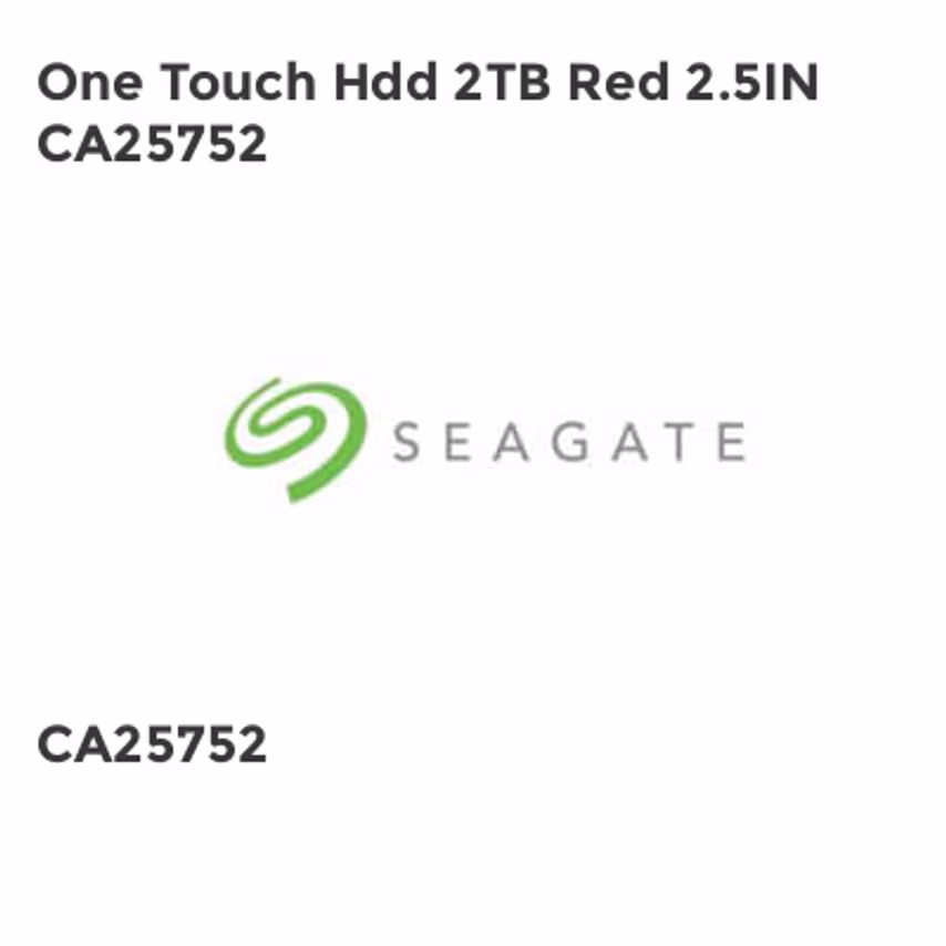Seagate One Touch Hdd 2TB Red 2.5IN CA25752- you get 2