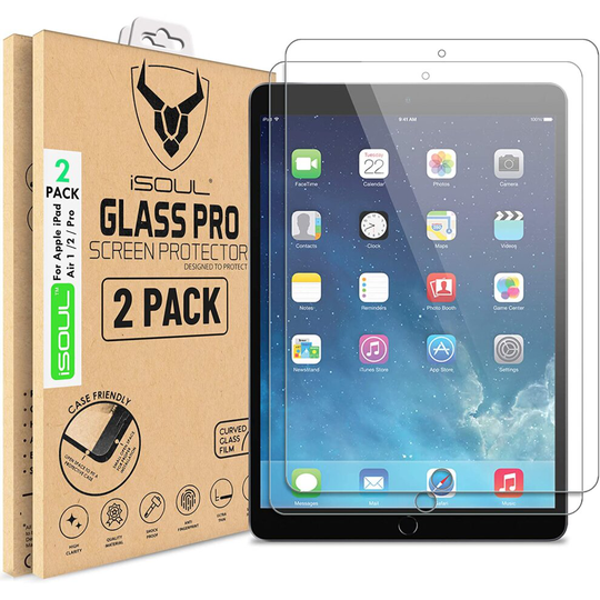 [2 Pack] Screen Protector for Apple iPad Air, Air 1, iPad Air 2, iPad Pro Tempered Glass Film 9H HD, Premium Shatterproof Protectors 9.7-inch, 2018/17