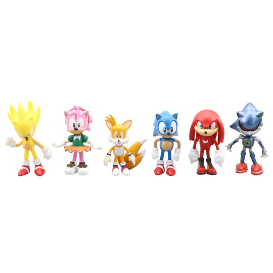 6Pcs/Set Sonic Hedgehog Dolls Shadow Figure Model Toy