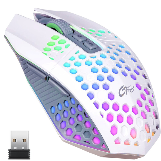 (White) Combrite X8 Wireless Rechargeable Gaming Mouse