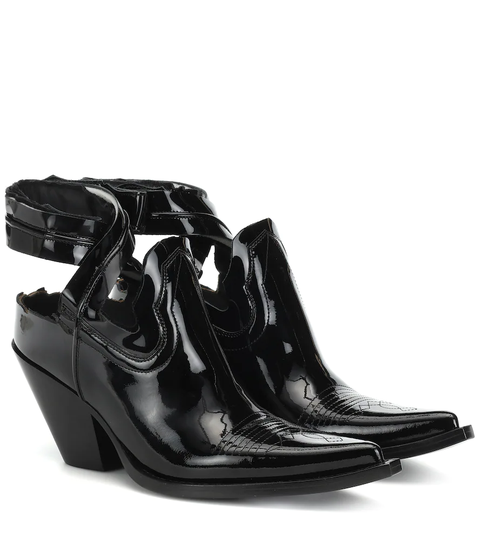 Patent leather ankle boots