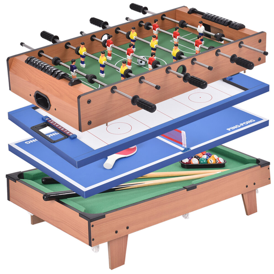 4-In-1 Combo Game Table W/ Football Billiard Hockey & Table Tennis