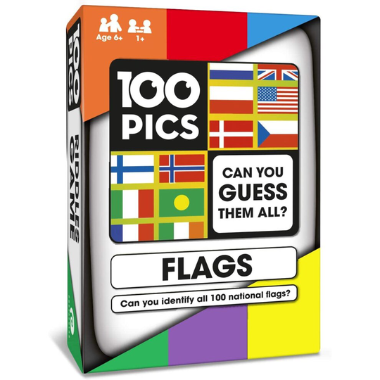 100 PICS World Flags Quiz Card Game - Educational Travel Trivia Flash Card Puzzle Games for Kids and Adults Learning Geography