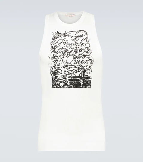 Printed cotton tank top