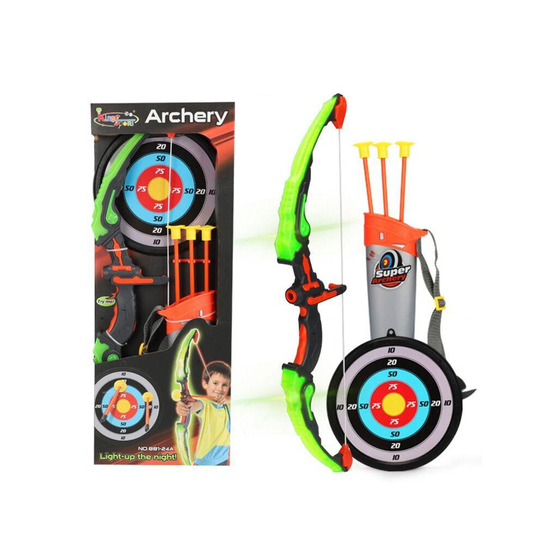 (green) Light Up Archery Bow And Arrow Toy Set For, With Suction Cup Arrows