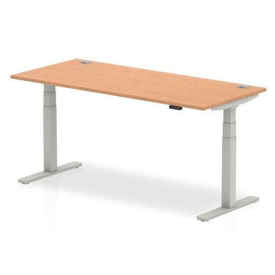 Dynamic Air 1800/800 Oak Height Adjustable Desk with Cable Ports with Silver Leg