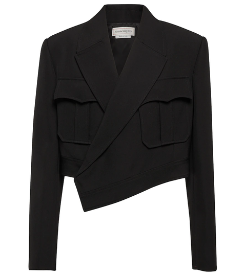 Wool and cotton cropped jacket