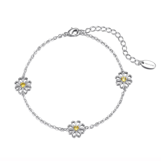 Crystal Daisy Anklet Created with Swarovski Crystals