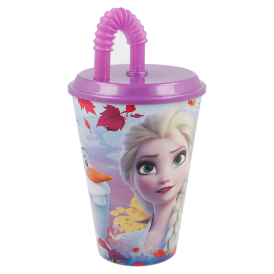 New Design Kids Frozen II Character Sports Tumbler 430ML Drinking Plastic Cup With Straw