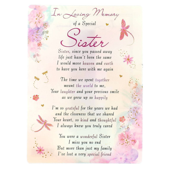 In Loving Memory Open Graveside Memorial Card - Special Sister