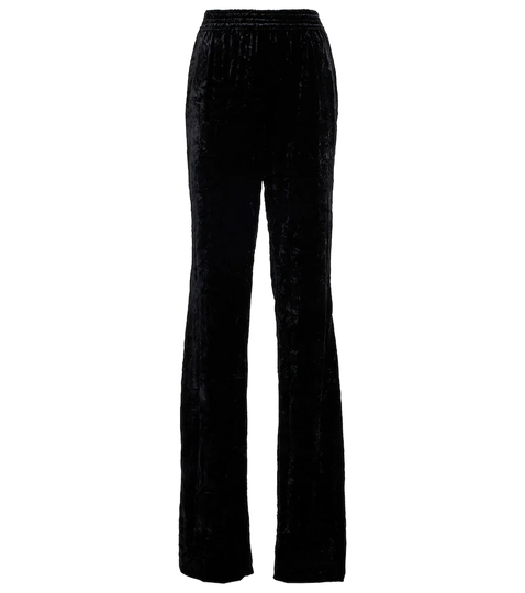 High-rise straight velvet pants