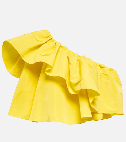 One-shoulder faille crop top