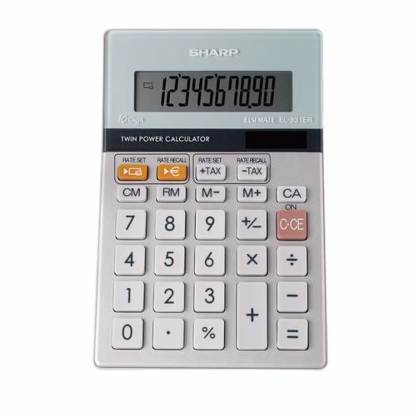 Sharp Sharp Desktop Calculator 10 Digit 3 Key Memory Battery/Solar Power 102x15x