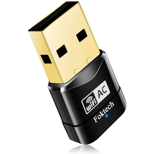 Foktech Wifi Dongle, AC600 802.11ac Dual Band 5GHz Mini Wireless Network USB Wifi Adapter for PC Desktop Laptop, Support Windows 10/8/7/Vist