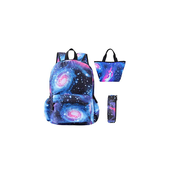 SAMIT Galaxy School Bag Galaxy Backpack Lightweight School Backpack Boys Rucksack Cool Bookbag Laptop Backpack Casual Daypacks with Pencil Case f