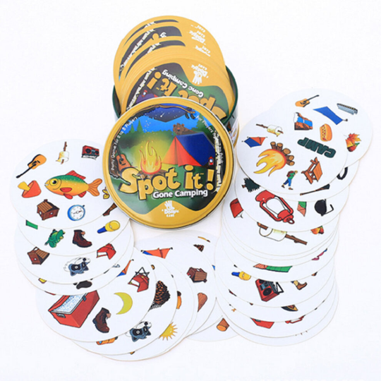 (Spot it Gone Camping) Spot it Card Game For Family Kids Educational Party Game Fun 5 Games In 1