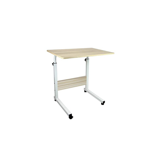 simpahome Height Adjustable Mobile Table Workstation Laptop Overbed Multi Table with Metal Frame & Rolling Castors - Birch