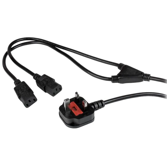 Startech 2m Mains Cable BS 1363 to 2x C13