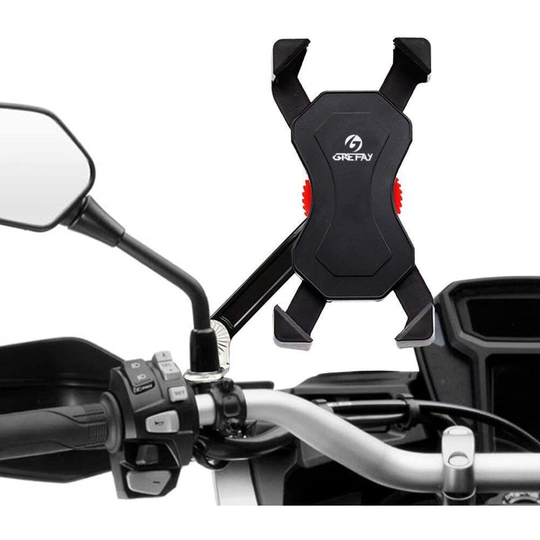Grefay Motorcycle Phone Mount Cell Smartphone Holder for Rearview Mirror with 360 Rotate for 3.5 to 6.5 inch Smartphone