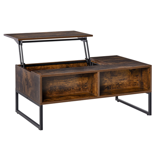 HOMCOM Extendable Lift Top Coffee Table w/ Hidden Storage - Brown