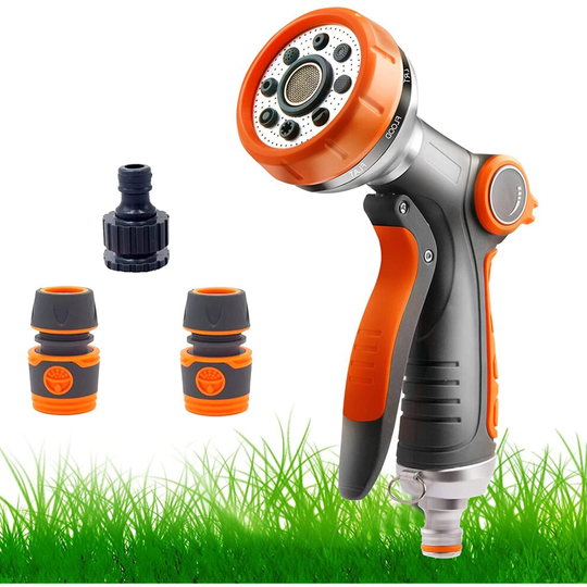 Hose Pipe Spray Gun Head Soft Grip Handle Multi Pattern Water Sprayer