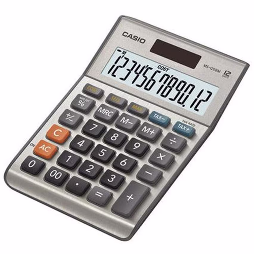 Casio Casio Semi-desk Calculator 12 Digit 3 Key Memory Battery/Solar Power 103x3