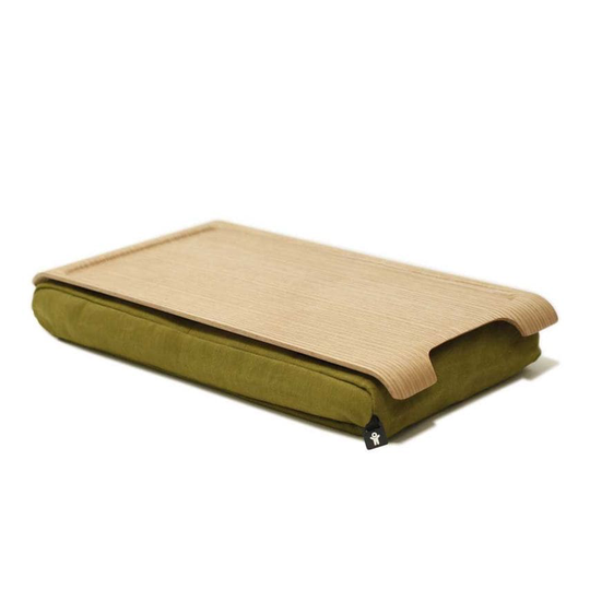 Bosign Laptray Mini Wooden Natural with Olive Cushion