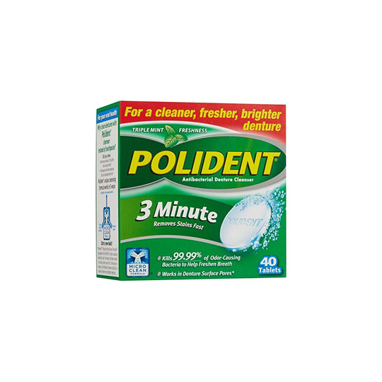 Polident 3-minute for cleaner,fresher and brighter denture 40-ea