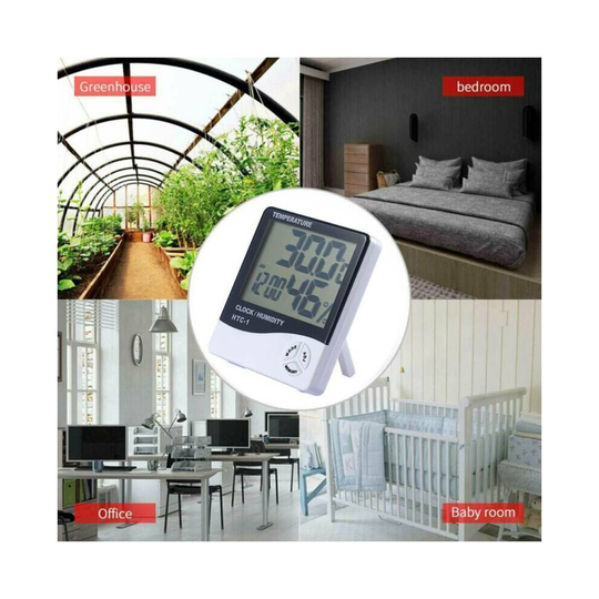 Thermometer Indoor Digital LCD Hygrometer Temperature Room Humidity Meter Clock