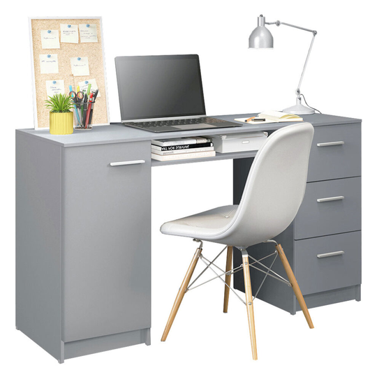 (Grey) MADESA Computer Desk Laptop PC Table with Drawers