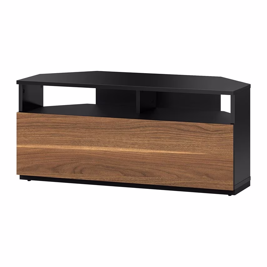 Connected Essentials TRD-100CRN-GBLK-WNT100cm Black & Walnut Corner TV Cabinet