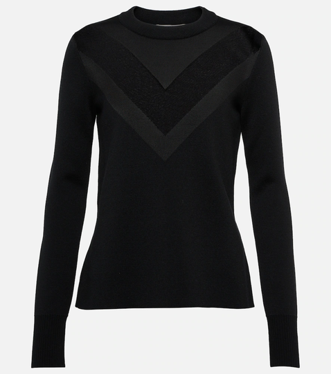 Sheer-paneled knit sweater